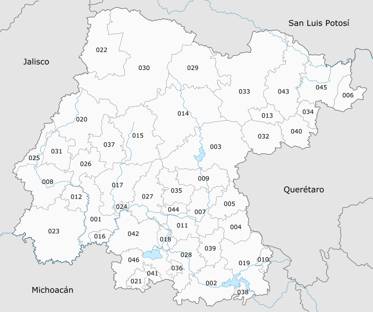 Mapa Division Politica Municipios Guanajuato 