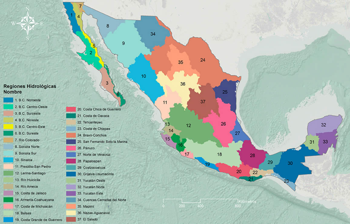 regiones hidrológicas de méxico mapa y resumen